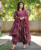 Maroon Floral Grace Kurta Set