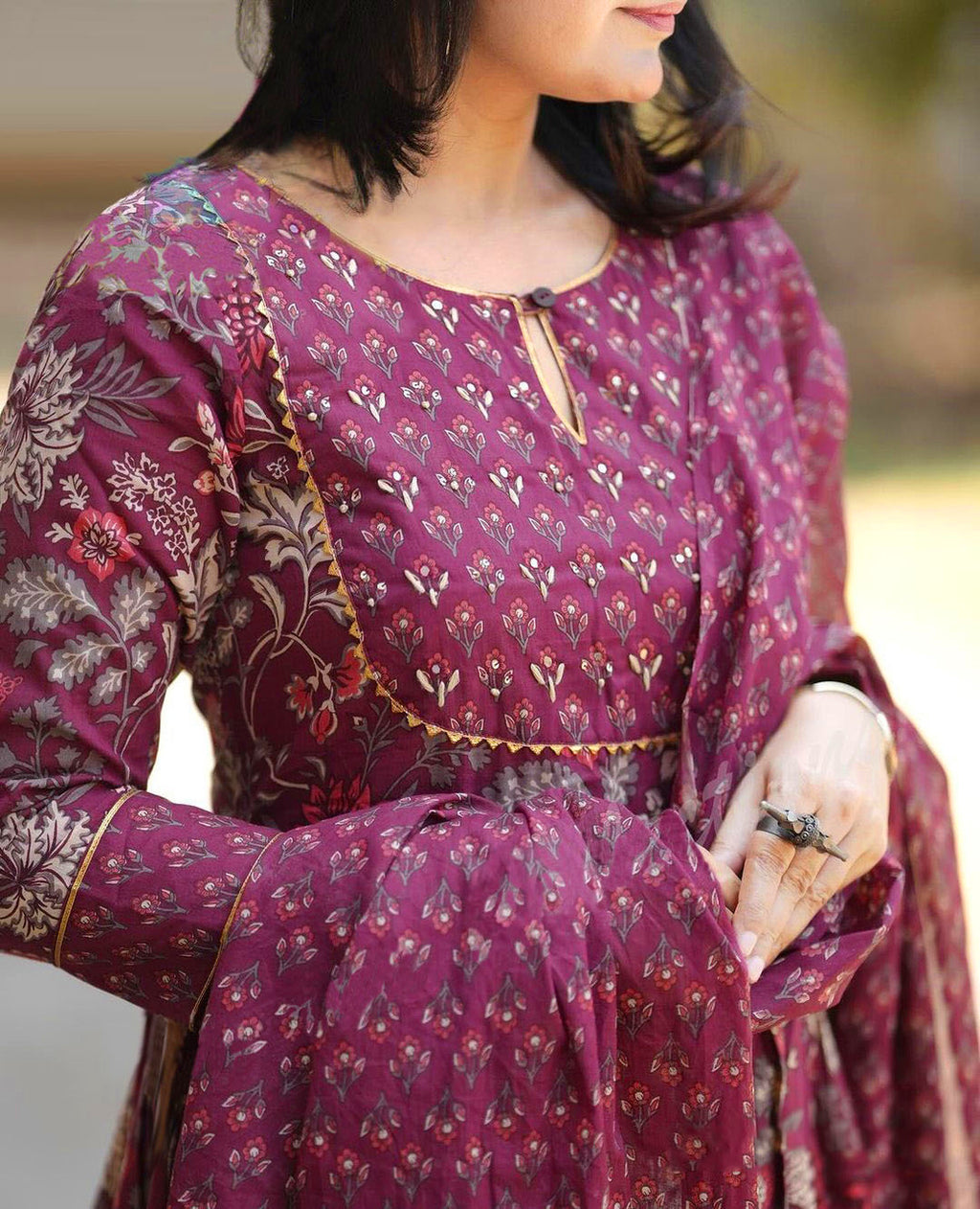 Maroon Floral Grace Kurta Set