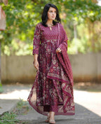 Maroon Floral Grace Kurta Set