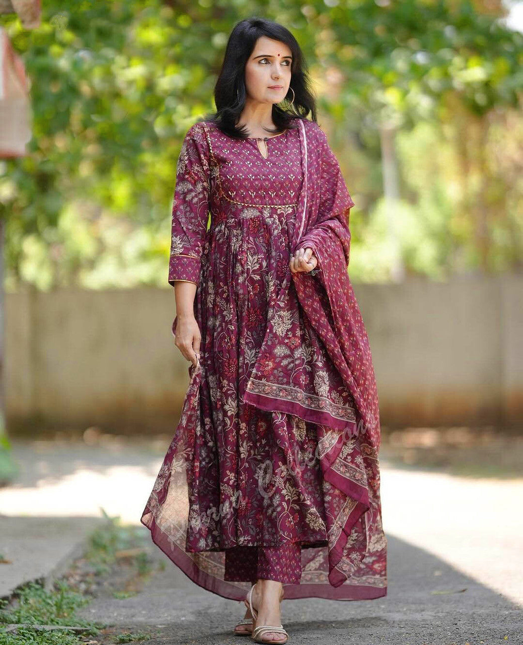 Maroon Floral Grace Kurta Set