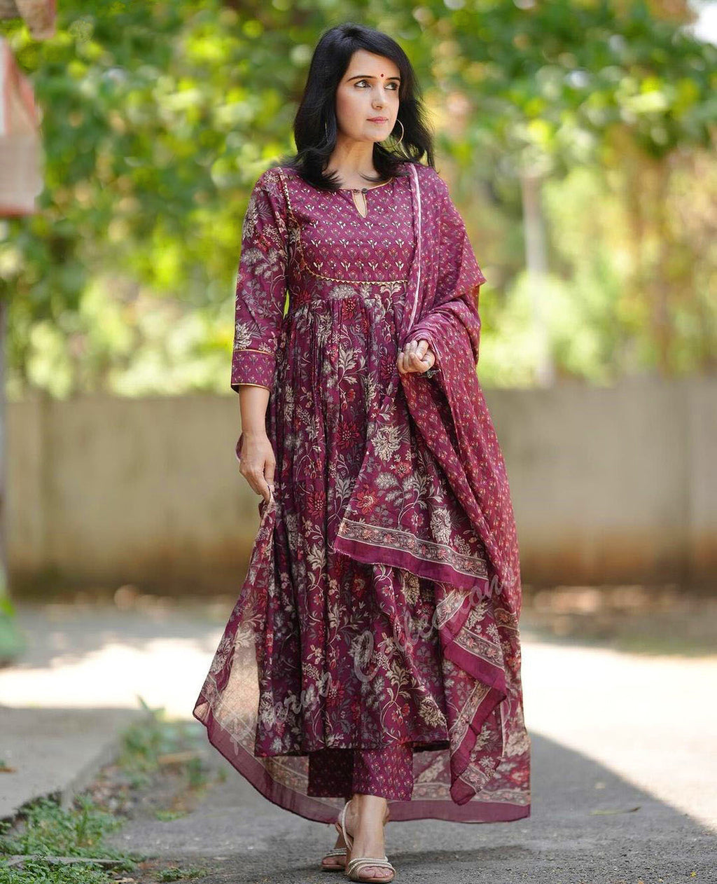 Maroon Floral Grace Kurta Set