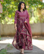 Maroon Floral Grace Kurta Set