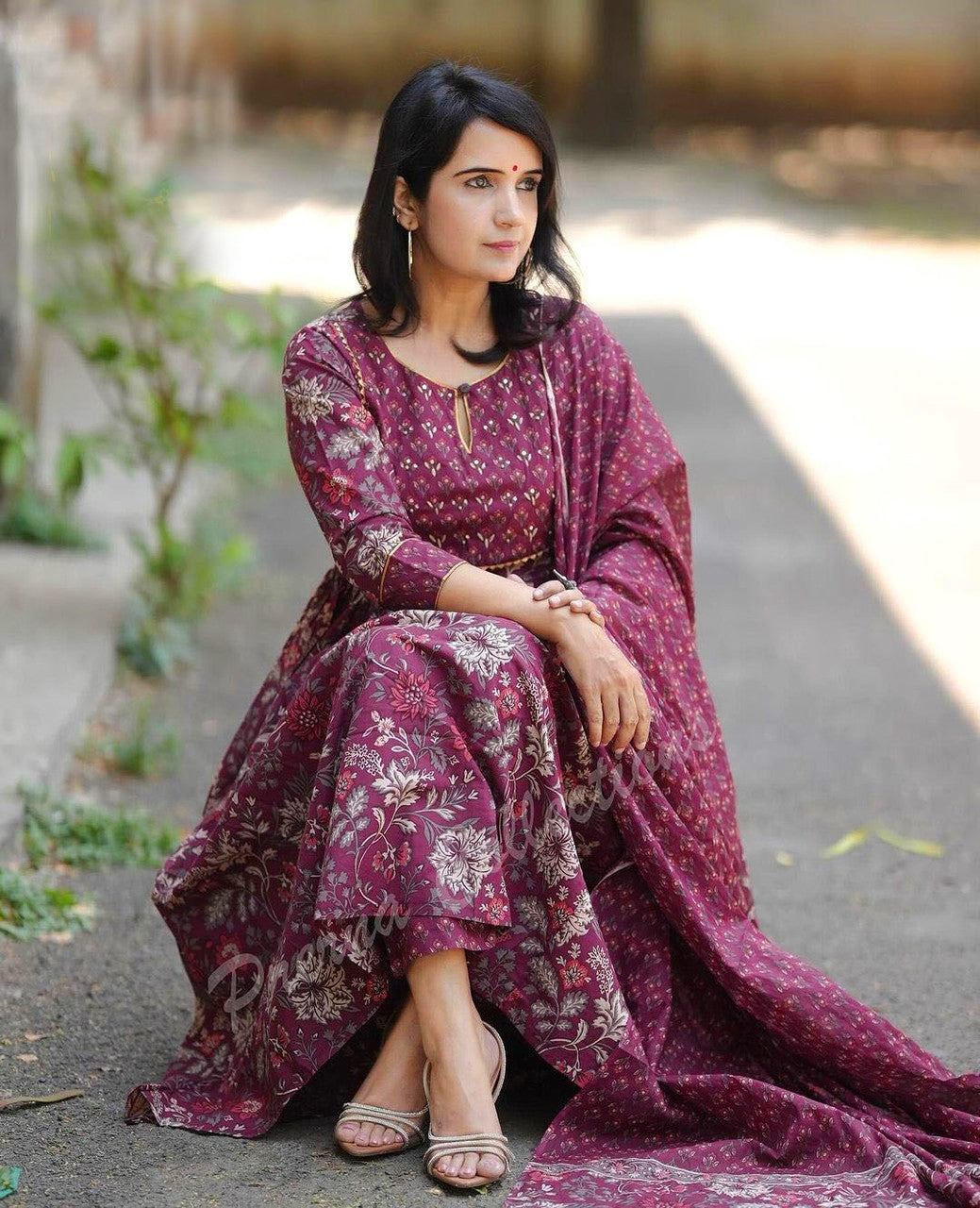 Maroon Floral Grace Kurta Set