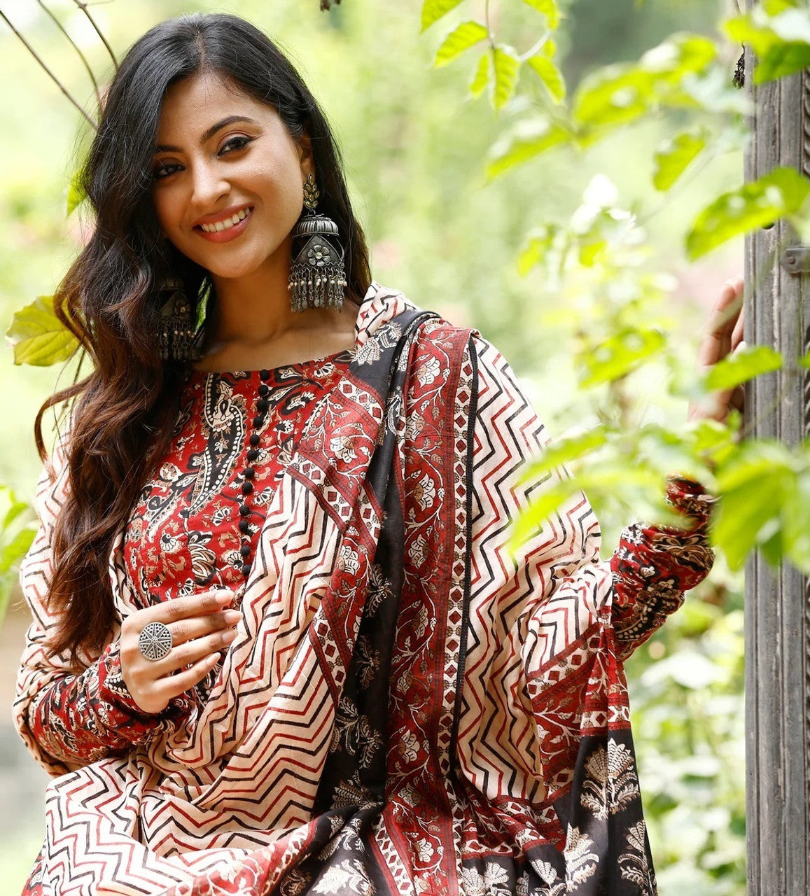 Maroon Heritage Print Kurta Set
