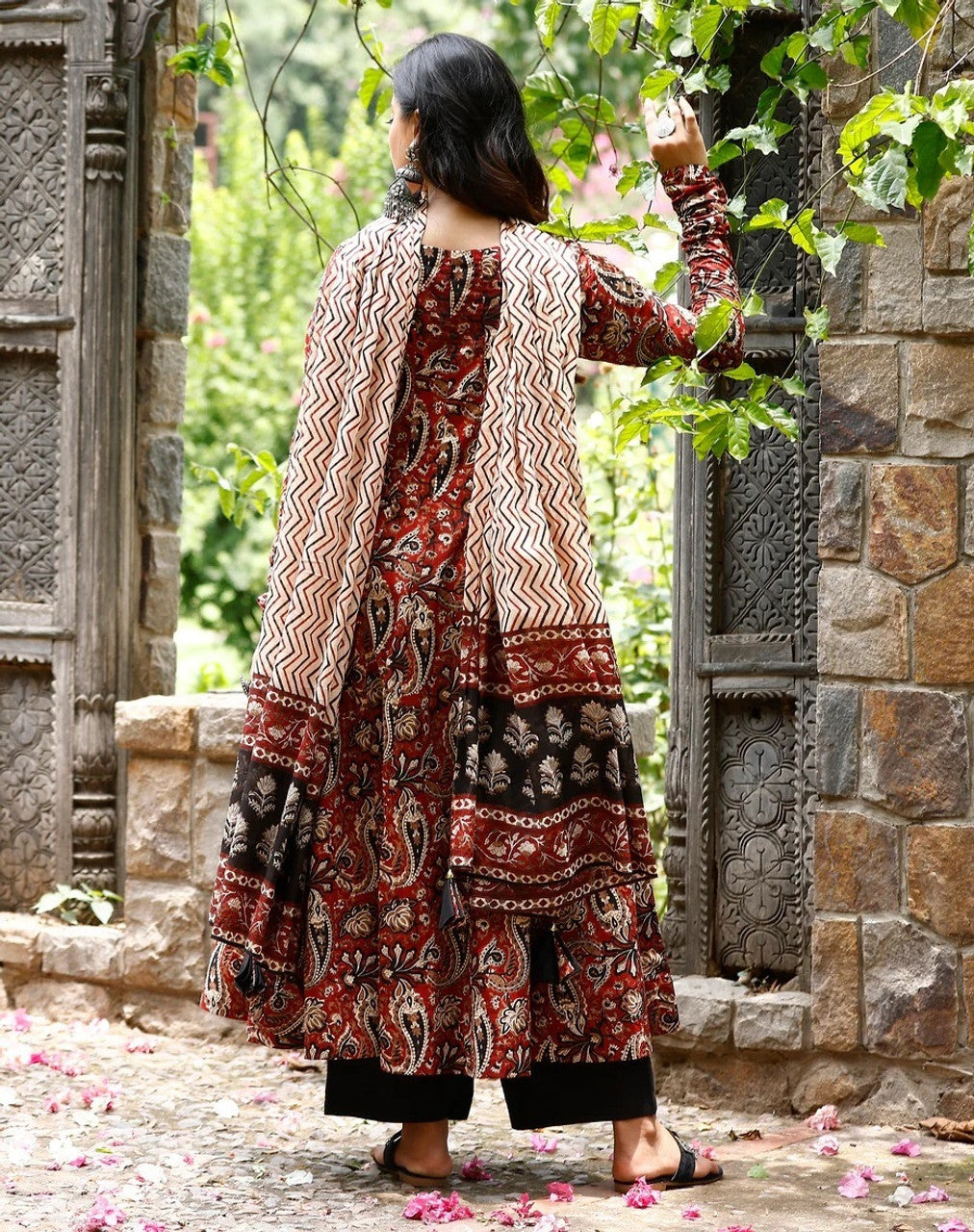 Maroon Heritage Print Kurta Set