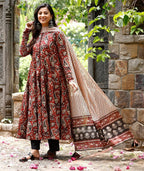 Maroon Heritage Print Kurta Set