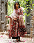 Maroon Heritage Print Kurta Set