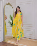 Bright Yellow Floral Printed Kurta Set