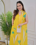 Bright Yellow Floral Printed Kurta Set