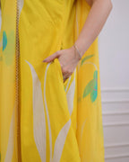 Bright Yellow Floral Printed Kurta Set