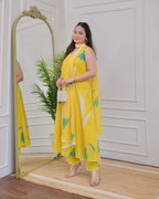 Bright Yellow Floral Printed Kurta Set