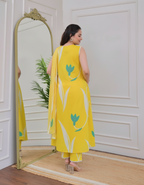 Bright Yellow Floral Printed Kurta Set