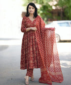 Deep Maroon Traditional Printed Kurta Set