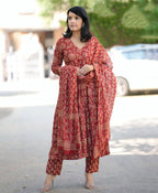 Deep Maroon Traditional Printed Kurta Set