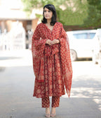 Deep Maroon Traditional Printed Kurta Set