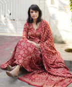 Deep Maroon Traditional Printed Kurta Set