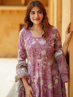 Soft Lavender Floral Printed Kurta Set