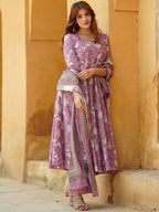 Soft Lavender Floral Printed Kurta Set