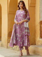Soft Lavender Floral Printed Kurta Set