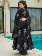 Classic Black Printed Ethnic Kurta Set