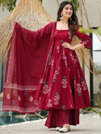 Graceful Maroon Festive Kurta Set