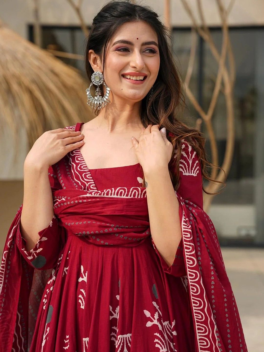 Graceful Maroon Festive Kurta Set