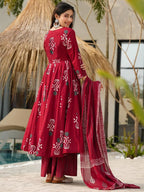 Graceful Maroon Festive Kurta Set