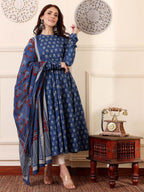 Morpich Blue Traditional Printed Kurta Set