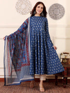 Morpich Blue Traditional Printed Kurta Set