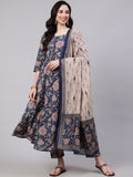 Royal Navy Blue Designer Printed Kurta Set