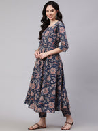 Royal Navy Blue Designer Printed Kurta Set