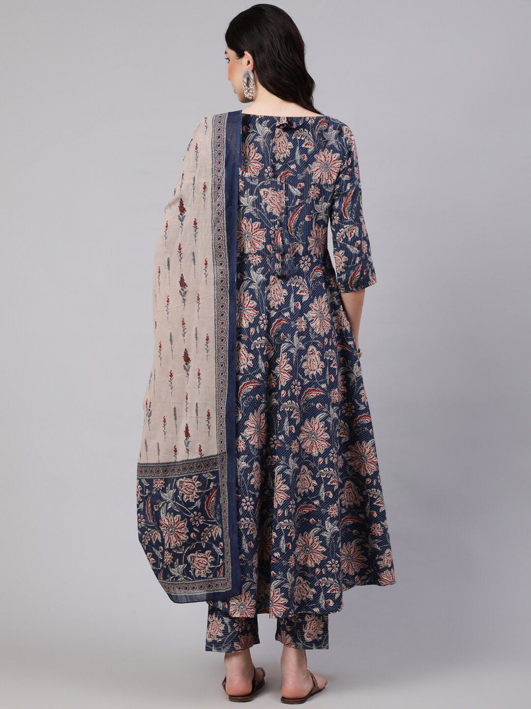 Royal Navy Blue Designer Printed Kurta Set