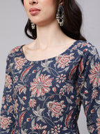 Royal Navy Blue Designer Printed Kurta Set