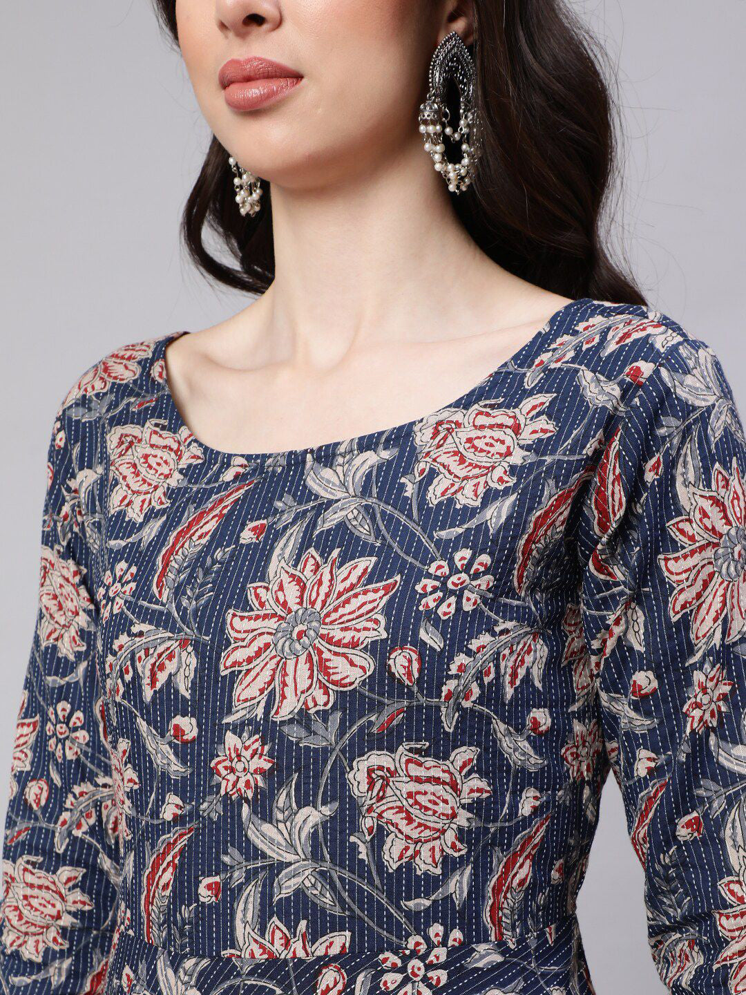 Royal Navy Blue Designer Printed Kurta Set