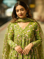 Fresh Parrot Green Floral Kurta Set