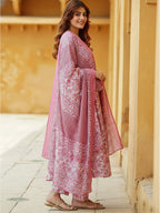 Charming Pink Printed Ethnic Kurta Set
