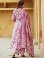 Charming Pink Printed Ethnic Kurta Set
