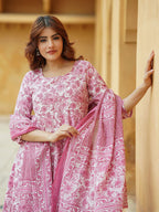 Charming Pink Printed Ethnic Kurta Set