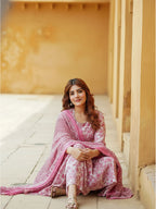 Charming Pink Printed Ethnic Kurta Set