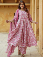 Charming Pink Printed Ethnic Kurta Set