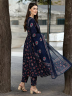 Navy Blue Floral Print Everyday Kurta Set