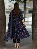 Navy Blue Floral Print Everyday Kurta Set
