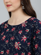 Navy Blue Floral Print Everyday Kurta Set