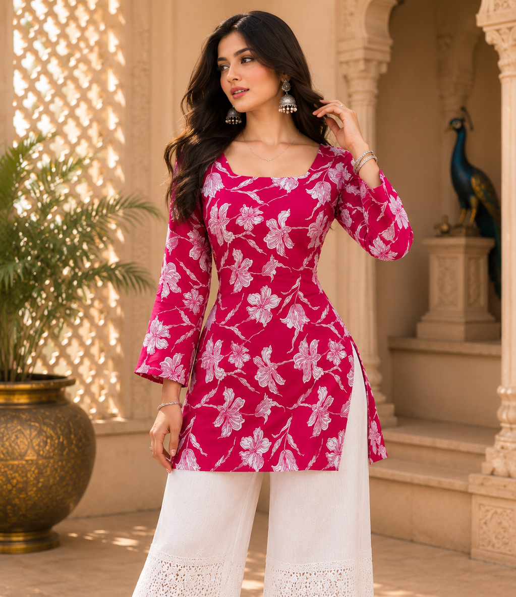Floral Printed Rayon Kurti for Women